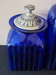 Decorative Cobalt Glass Canister Set