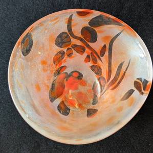Artisan Crafted Small Frosted Etched Art Glass Bowl