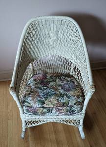 Vintage Childs White Wicker Rocking Chair