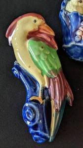 Five Vintage Colorful Parrot Wall Pockets