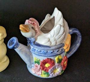 Yellow Bunny Vase and Fitz and Floyd Figurines