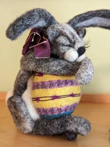 Adorable Artisan Crafted Moulded Felt Bunny Figurines