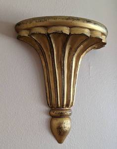 Decorative Golden Colored Wall Mirror and Shelves