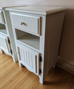 Pair of White Wood Nightstands