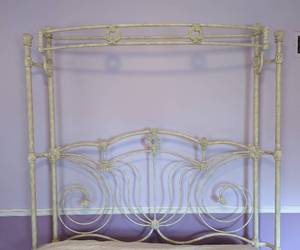 Vintage Painted Metal Queen Bed Frame