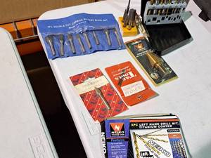 lot 516 image: Lot of (8) Hand Tools - Neiko 5pc Left Hand Drill Bit Set, T&E Small Drill Bits, Shank Carbide Burr Bit, Neiko Step Drill Bit, Drill Bit In Metal Case, Solid Carbide Burrs, 8pc Double Cut Carbide Rotary Burr Set