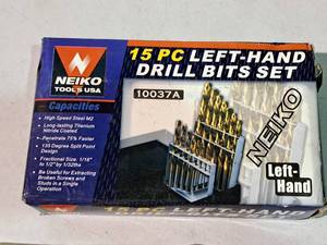 lot 518 image: Neiko Tools 15-piece Left Hand Drill Bit Set