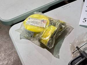lot 525 image: Lot of (1) Strap-on 5000-lbs Ratchet Tie-Down Strap with Twin J Hooks 1-12x20