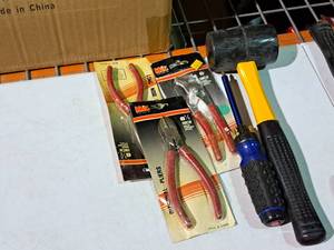 lot 546 image: Lot of (4) Hand Tools - MIT Diagonal Pliers, MIT 6 Slip Joint Pliers, MIT Long Nose Pliers, Multi-bit Screwdriver, Mallet