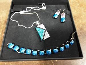 lot 3 image: Hand Crafted Necklace, Earrings, Bracelet & Chain Marked 925