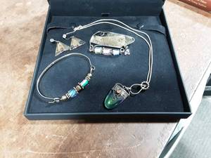lot 8 image: Hand Crafted 925 Set, Brooch, Earrings, Bracelet & Necklace (Not Box)