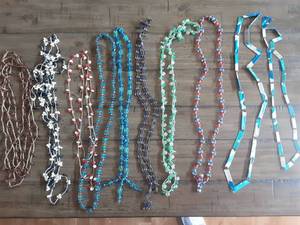 lot 25 image: Vintage Paper Clip, Safety Pin & Beaded Necklaces From The 1960s