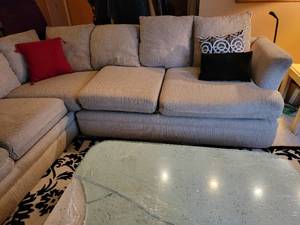 lot 80 image: Tweed Sectional Sofa