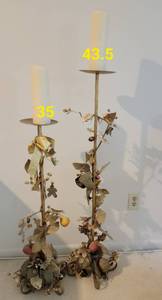 lot 56 image: Metal Goldwash Tall Floor Candleholders, set of 2