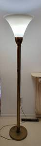 lot 11 image: Heavy Brass Torchiere Touch Floor Lamp, b