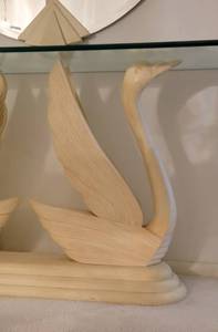 lot 2 image: Vintage Swan Wood Sculpted Console Table