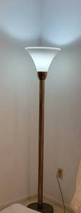 lot 10 image: Heavy Brass Torchiere Touch Floor Lamp, a
