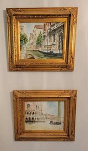 lot 19 image: Ornate Framed Prints of Venice, set of 2