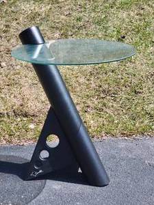 lot 116 image: Modern Industrial Glass Surface Side Table