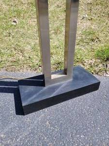 lot 24 image: Postmodern Brushed Nickle Floor Lamp