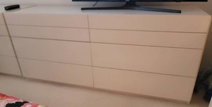 lot 13B image: Lane Cream Gloss Modern Minimalist 6 Drawer Dresser