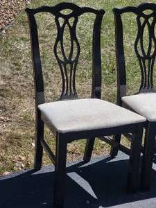 lot 50 image: Stunning Black Laquered Dining Chairs
