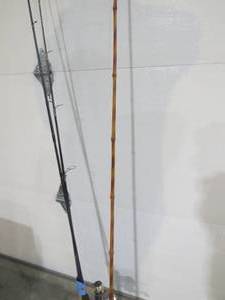 lot 12 image: Mixed Lot spinning rod and reel combos and one Cane Pole