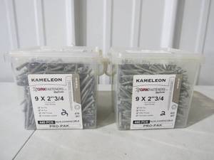 lot 55 image: 2 Pack GRK Fasteners Kameleon Composite Deck Screws #9 x 2 34 Sage Finish (880 Screws)
