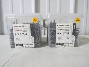 lot 56 image: 2 Boxes GRK Fasteners Kameleon Composite Deck Screws #9x 2 34 Grey (840 Screws)