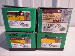 lot 65 image: Lot Of  Hillman Strike Anchors 25 pack Box (total of 82 Strike Anchors)