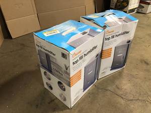 lot 41 image: 2 Lots of 1.2 Gal. Warm & Cool Mist Top Fill Humidifier with Remote for Medium to Large Rooms up to 500 sq. ft by Crane Customers Returns See Pictures