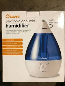 lot 47 image: Lot of 1 Gal. Drop Ultrasonic Cool Mist Humidifier for Medium to Large Rooms up to 500 sq. ft. - BlueWhite by Crane Customers Returns See Pictures