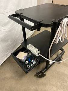 lot 41 image: SUPER NICE 2 TIER AV CART WITH DRAWER & POWER STRIP