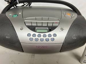 lot 73 image: Sony CFD-S300 CD Radio Cassette Recorder Boombox (Silver) WITH REMOTE - GREAT WORKING CONDITION