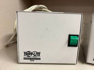 lot 31 image: 427 238PM UPDATE THERE IS NOW 2 ONLY INSTEAD OF 4 TRIPP LITE MEDICAL GRADE POWER ISOLATION TRANSFORMERS, MODEL NUMBER IS500HG-10 Medical Computer Back Up - Tested Working PLEASE BID ACCORDINGLY WITH THE UPDATE 