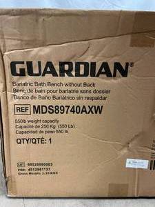 lot 54 image: MSRP $150&nbspNew Open Box Guardian Bariatric Bath Bench without Back, ADJUSTABLE HEIGHT 14-17, 550lb. CAPACITY