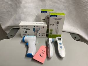 lot 60 image: LOT OF 6 NEW & USED INFRARED DIGITAL READOUT TEMPORAL THERMOMETERS - GUARANTEED TO WORK HOWEVER MAY NEED NEW BATTERIES
