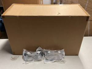 lot 82 image: MSRP $800  1 Case100 Per Case R-RUI Medical Grade Safety Anti Fog Protective Scratch Resistant UV Ventilated Clear Goggles Glasses WWhite & Black Bands For Use At Work Job Site, School, Science & More