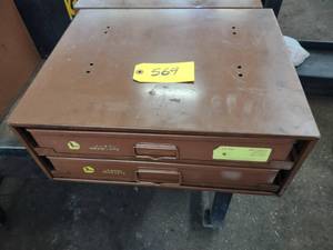 lot 569 image: 2 Drawer Parts Cabinet with Hardwar...