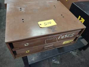 lot 570 image: 2 Drawer Parts Cabinet with Hardwar...