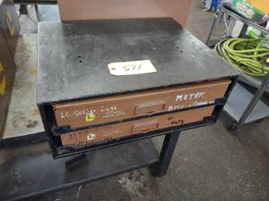 lot 571 image: 2 Drawer Parts Cabinet with Hardwar...