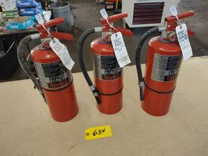 lot 634 image: (3) Fire Extinguishers with Wall Mo...