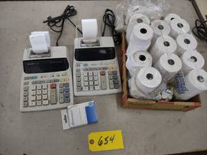 lot 654 image: (2) 10 Key Calculators & Paper Roll...
