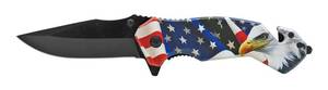 4.75 Tactical Rescue Spring Assisted Folding Pocket Knife - Eagle with American Flag