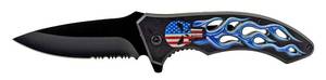 4.63 Go -Thru Spring Assisted Folding Knife - American Flag Punisher Skull