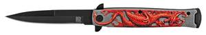 4.75 Embossed Dragon Folding Pocket Knife - Red
