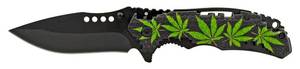 4.75 Tetris Grip Folding Pocket Knife - Marijuana Leaf