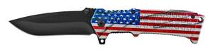 4.75 Drop Point Spring Assisted Textured Handle Folding Pocket Knife - United States of America US Flag