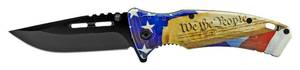4.75 Spring Assisted Drop Point Traditional Folding Pocket Knife - We the People American Flag