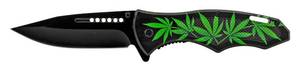 5 Drop Point Spring Assisted Folding Pocket Knife - Ganja Marijuana